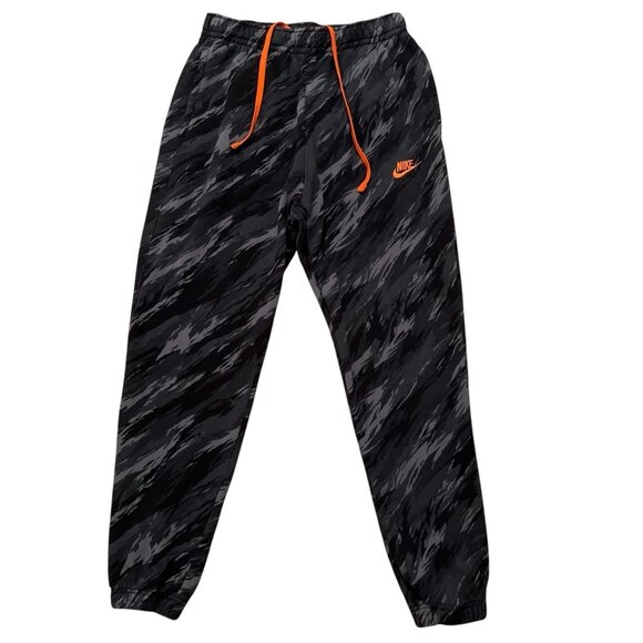 Nike Joggers Mens Size M NSW Sport Essential Fleece Pants Drawstring Gray Camo - Picture 1 of 6
